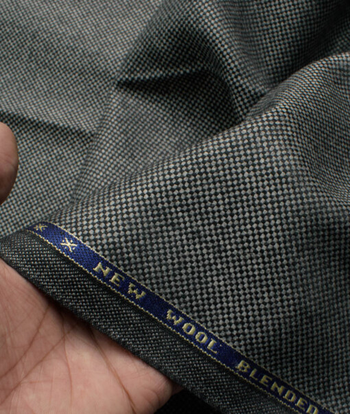 Raymond Men's 52% Merino Wool  Structured  2.20 Meter Unstitched Tweed Jacketing & Blazer Fabric (Light Grey)