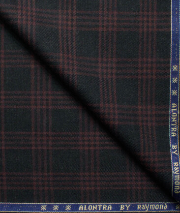 Raymond Men's 52% Merino Wool Super 70's Checks  2.20 Meter Unstitched Tweed Jacketing & Blazer Fabric (Black & Maroon)