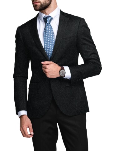 Raymond Men's 100% Merino Wool Structured  2.20 Meter Unstitched Tweed Jacketing & Blazer Fabric (Blackish Grey)