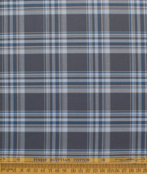 Soktas Men's Giza Cotton Checks  Unstitched Shirting Fabric (Dark Grey)