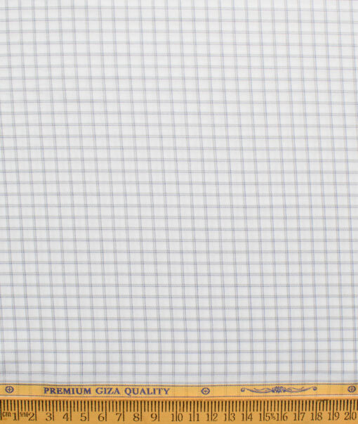 Soktas Men's Giza Cotton Checks  Unstitched Shirting Fabric (White & Grey)