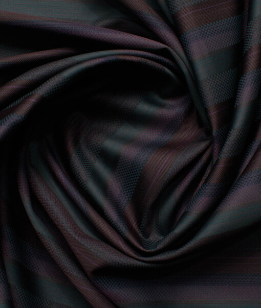 Soktas Men's Giza Cotton Striped  Unstitched Shirting Fabric (Pine Green)