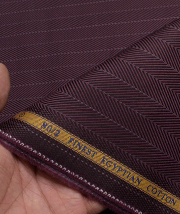 Soktas Men's 80/2 Giza Cotton Striped  Unstitched Shirting Fabric (Dark Wine)
