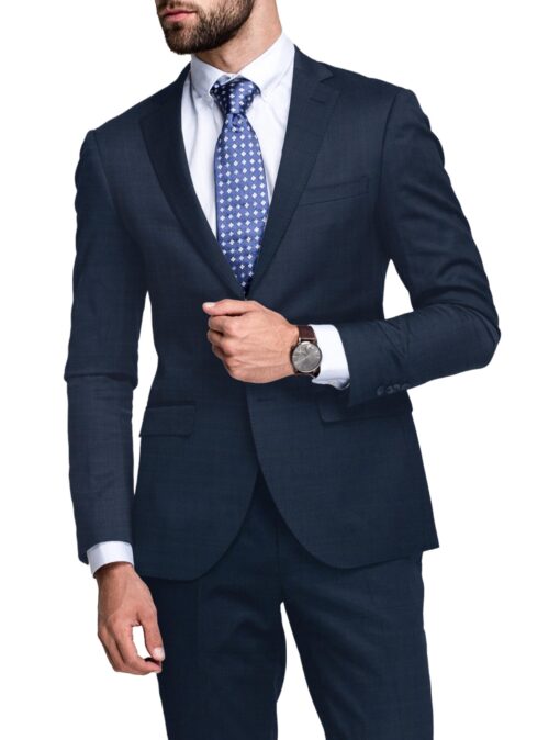 Raymond Men's Polyester Viscose  Checks  Unstitched Suiting Fabric (Dark Royal Blue)