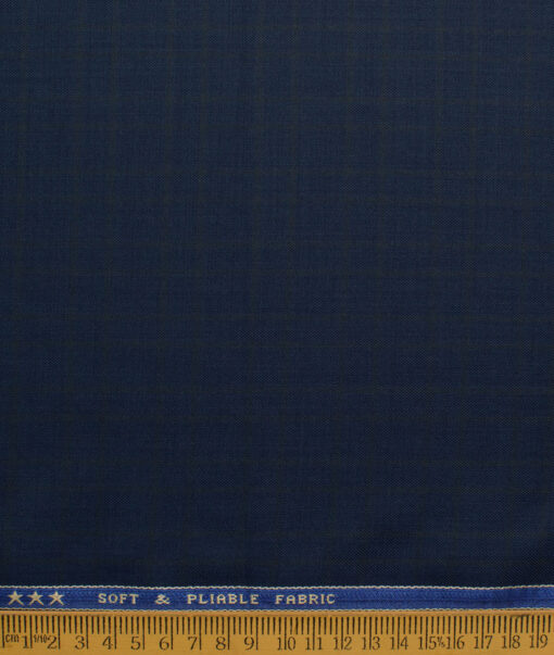 Raymond Men's Polyester Viscose  Checks  Unstitched Suiting Fabric (Dark Royal Blue)