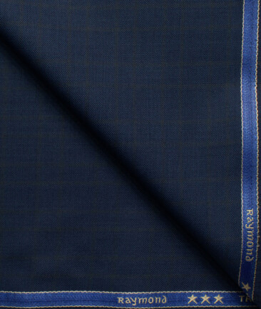 Raymond Men's Polyester Viscose  Checks  Unstitched Suiting Fabric (Dark Royal Blue)
