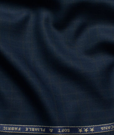 Raymond Men's Polyester Viscose  Checks  Unstitched Suiting Fabric (Dark Blue)