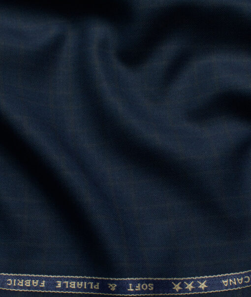 Raymond Men's Polyester Viscose  Checks  Unstitched Suiting Fabric (Dark Blue)