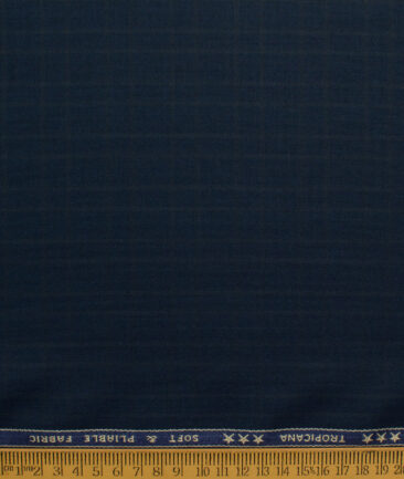 Raymond Men's Polyester Viscose  Checks  Unstitched Suiting Fabric (Dark Blue)
