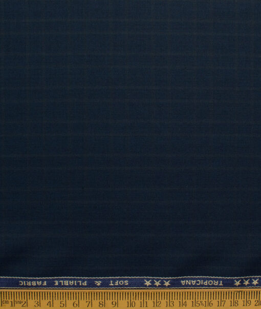 Raymond Men's Polyester Viscose  Checks  Unstitched Suiting Fabric (Dark Blue)