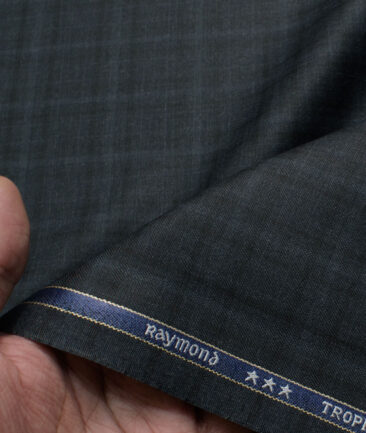 Raymond Men's Polyester Viscose  Checks  Unstitched Suiting Fabric (Dark Grey)