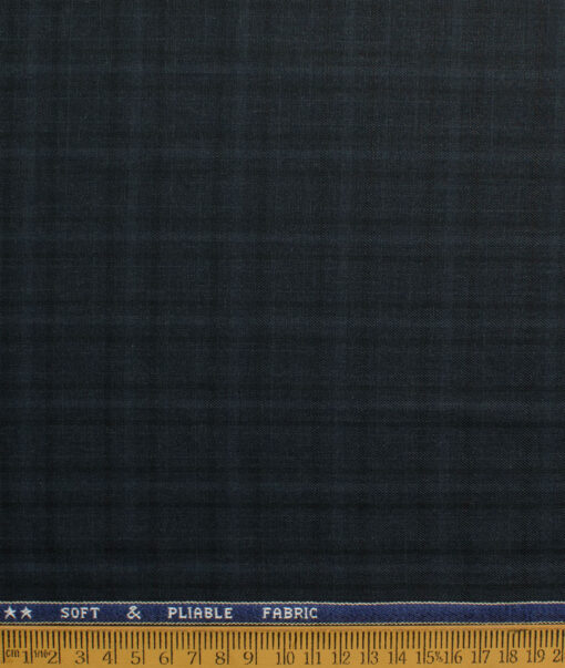 Raymond Men's Polyester Viscose  Checks  Unstitched Suiting Fabric (Dark Grey)
