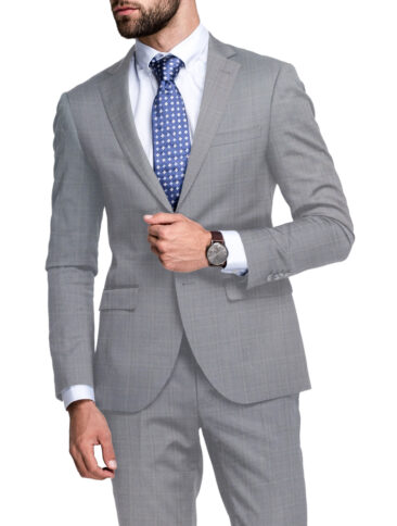 Raymond Men's Polyester Viscose  Checks  Unstitched Suiting Fabric (Light Grey)