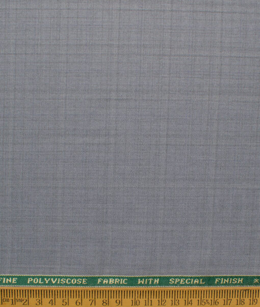Raymond Men's Polyester Viscose  Checks  Unstitched Suiting Fabric (Light Grey)