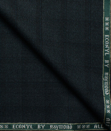 Raymond Men's 20% Wool  Checks  Unstitched Suiting Fabric (Dark Green)