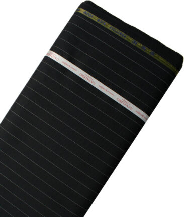 Cavalero Men's 60% Wool Super 120's Striped  Unstitched Suiting Fabric (Black) - Image 6