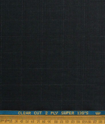 John Cavendish Men's 50% Wool Super 130's Checks  Unstitched Suiting Fabric (Blackish Grey)