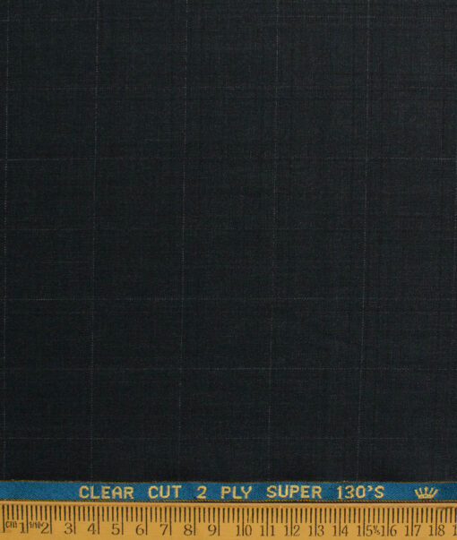 John Cavendish Men's 50% Wool Super 130's Checks  Unstitched Suiting Fabric (Blackish Grey)