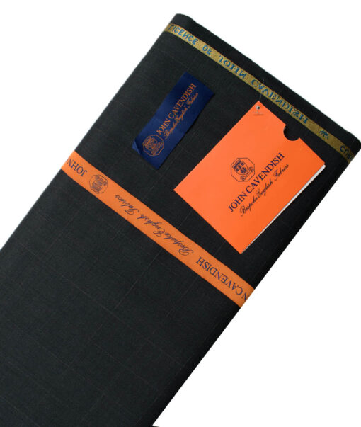 John Cavendish Men's 50% Wool Super 130's Checks  Unstitched Suiting Fabric (Blackish Grey) - Image 6