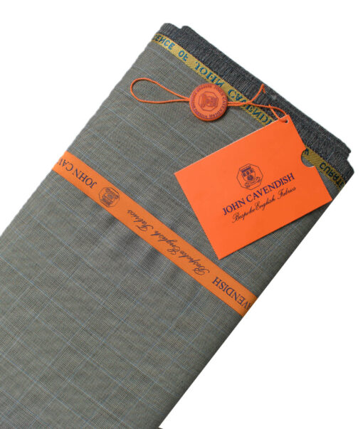 John Cavendish Men's 50% Wool Super 130's Checks  Unstitched Suiting Fabric (Grey) - Image 6