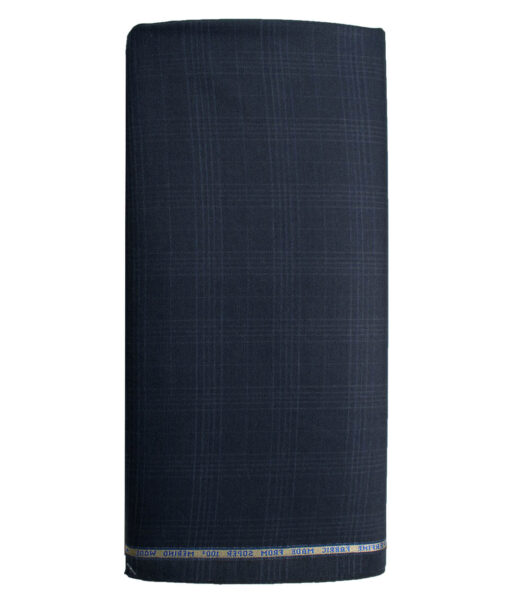 Raymond Men's 100% Wool Super 100's Checks  Unstitched Suiting Fabric (Dark Blue) - Image 6