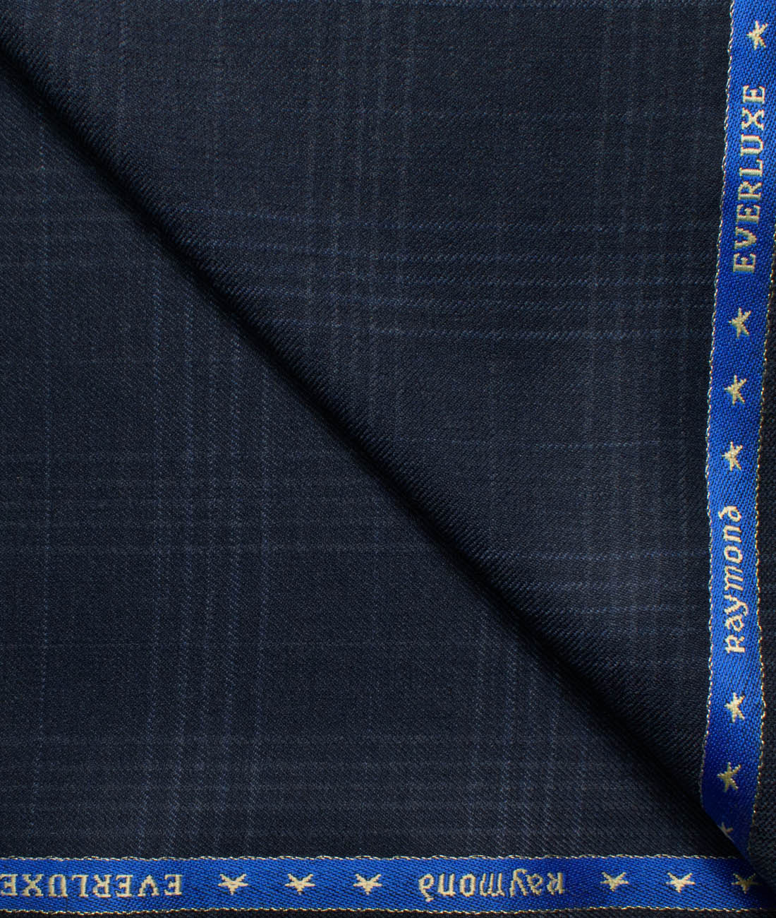 Raymond Men's 100% Wool Super 100's Checks  Unstitched Suiting Fabric (Dark Blue)
