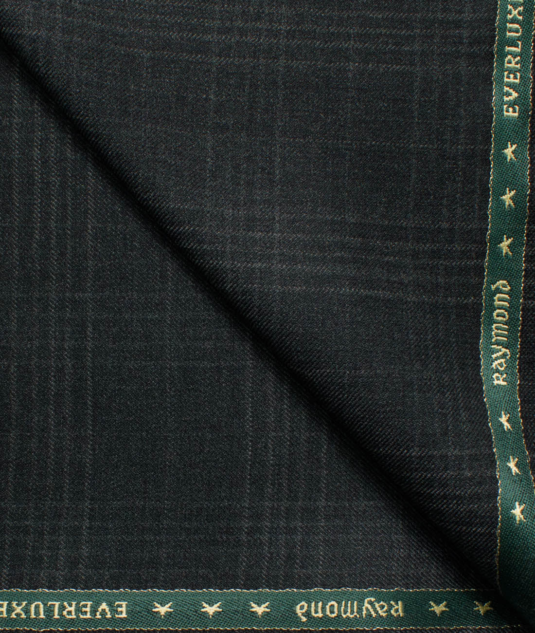 Raymond Men's 100% Wool Super 100's Checks  Unstitched Suiting Fabric (Dark Grey)