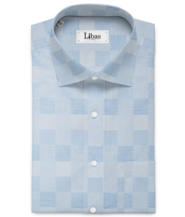 Cadini Men's Giza Cotton Checks  Unstitched Shirting Fabric (Sky Blue)