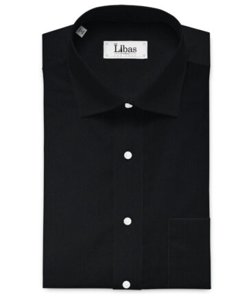 Luthai Men's 2/120's Supima Cotton Solids  Unstitched Shirting Fabric (Jet Black)