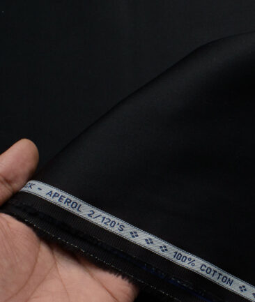 Luthai Men's 2/120's Supima Cotton Solids  Unstitched Shirting Fabric (Jet Black)