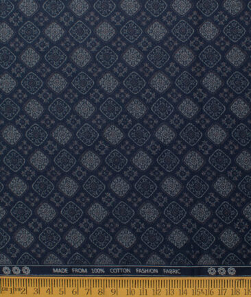 Montivora Men's Pure Cotton Printed  Unstitched Shirting Fabric (Dark Blue)
