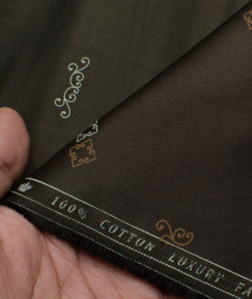 Montivora Men's Pure Cotton Printed  Unstitched Shirting Fabric (Dark Brown)