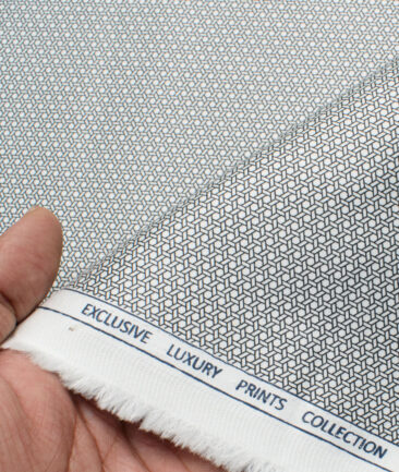 Montivora Men's Pure Cotton Printed  Unstitched Shirting Fabric (White & Black)
