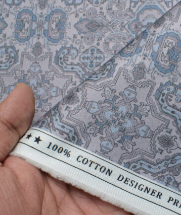 Montivora Men's Pure Cotton Printed  Unstitched Shirting Fabric (Grey)
