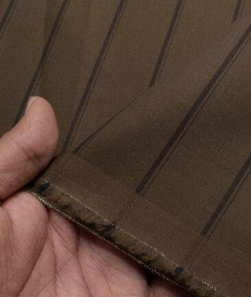 Montivora Men's Pure Cotton Striped  Unstitched Shirting Fabric (Coffee Brown)