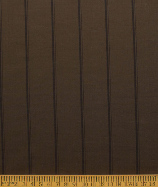 Montivora Men's Pure Cotton Striped  Unstitched Shirting Fabric (Coffee Brown)