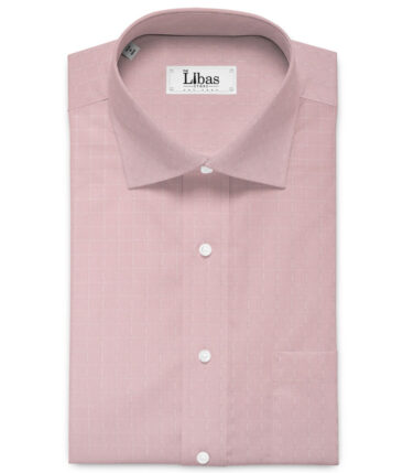 Montivora Men's Giza Cotton Checks  Unstitched Shirting Fabric (Pink)