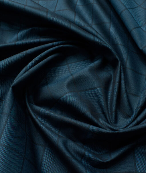Montivora Men's Giza Cotton Checks  Unstitched Shirting Fabric (Teal Blue)