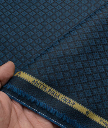Soktas Men's Giza Cotton Self Design  Unstitched Shirting Fabric (Peacock Blue)