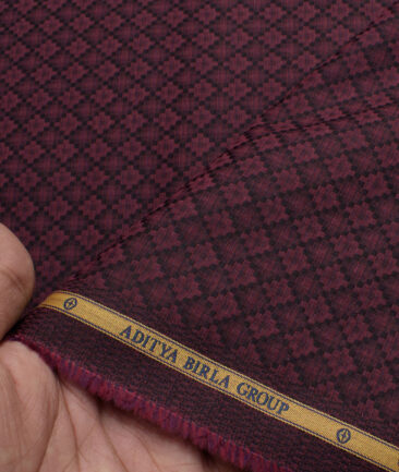 Soktas Men's Giza Cotton Self Design  Unstitched Shirting Fabric (Wine)