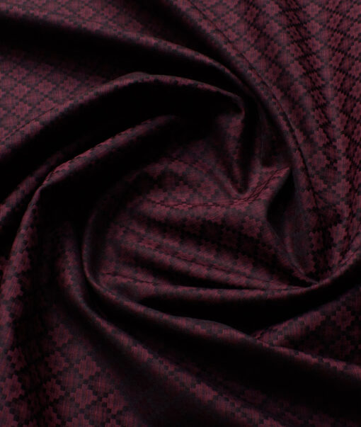 Soktas Men's Giza Cotton Self Design  Unstitched Shirting Fabric (Wine)