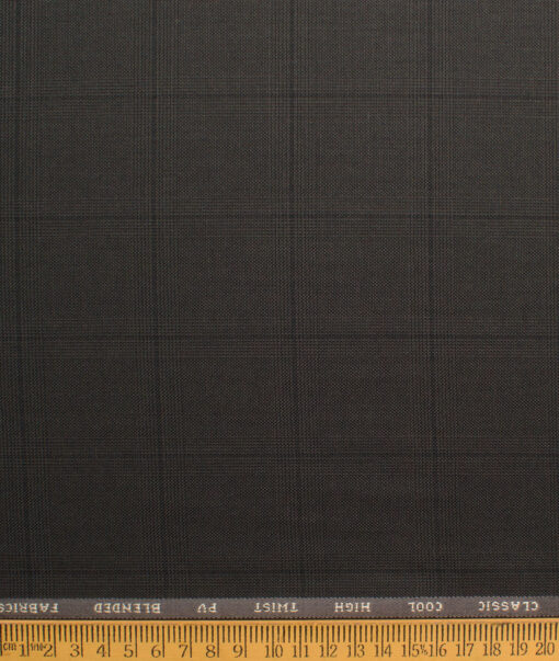 J.hampstead Men's Polyester Viscose  Checks  Unstitched Suiting Fabric (Brown)