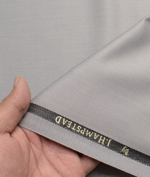 J.hampstead Men's Polyester Viscose  Structured  Unstitched Suiting Fabric (Light Grey)