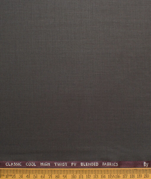 J.hampstead Men's Polyester Viscose  Structured  Unstitched Suiting Fabric (Brownish Grey)
