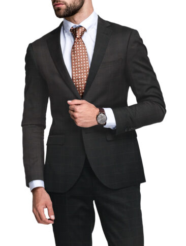 J.hampstead Men's Polyester Viscose  Checks  Unstitched Suiting Fabric (Black)