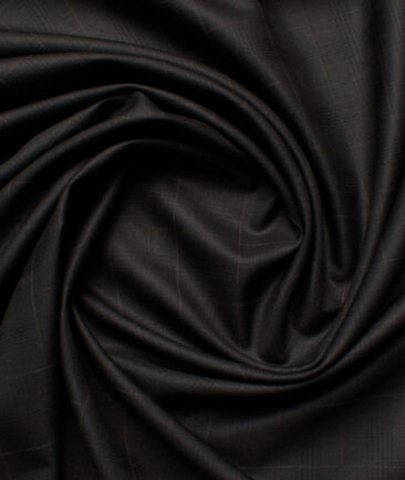 J.hampstead Men's Polyester Viscose  Checks  Unstitched Suiting Fabric (Black)