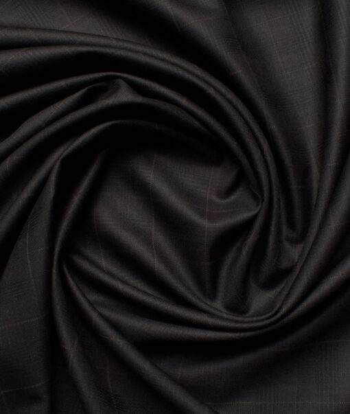 J.hampstead Men's Polyester Viscose  Checks  Unstitched Suiting Fabric (Black)