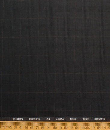 J.hampstead Men's Polyester Viscose  Checks  Unstitched Suiting Fabric (Black)