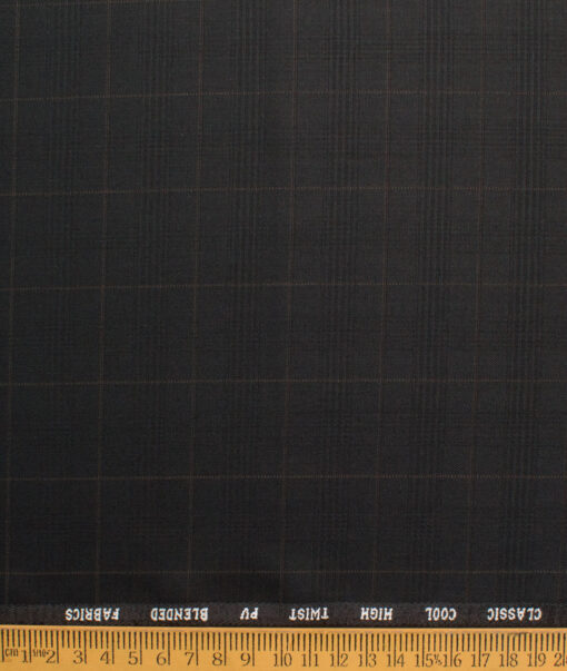J.hampstead Men's Polyester Viscose  Checks  Unstitched Suiting Fabric (Black)