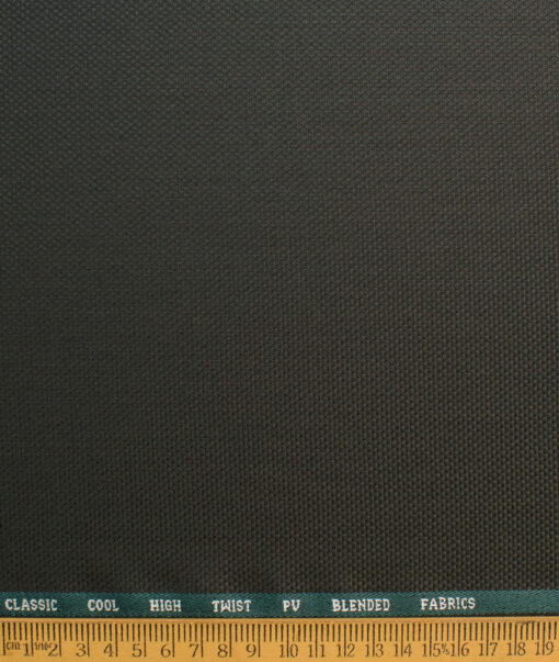 J.hampstead Men's Polyester Viscose  Structured  Unstitched Suiting Fabric (Dark Green)
